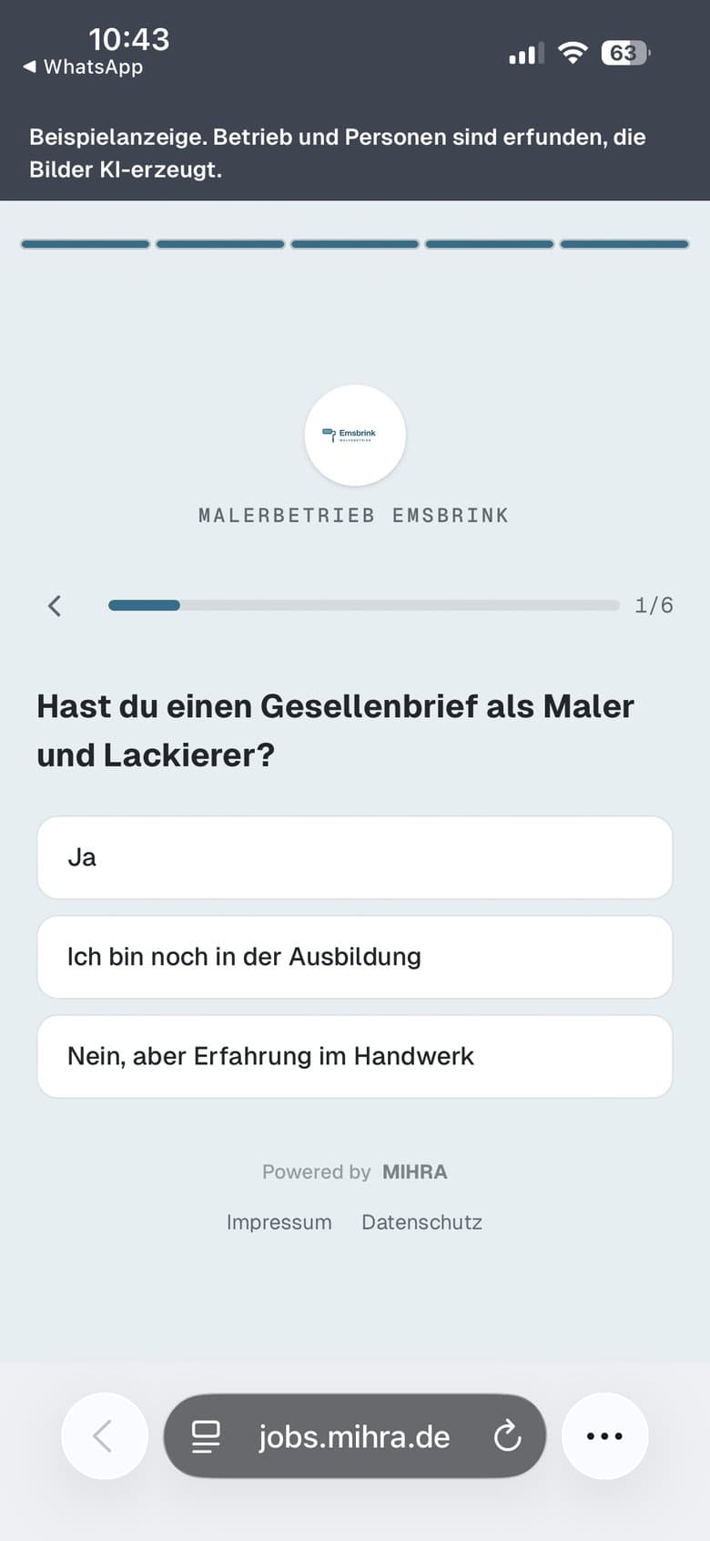 Erste Frage der Bewerbung: Hast du einen Gesellenbrief als Maler und Lackierer?