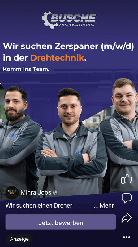 Instagram-Reel der Gebr. Busche: Wir suchen Zerspaner in der Drehtechnik